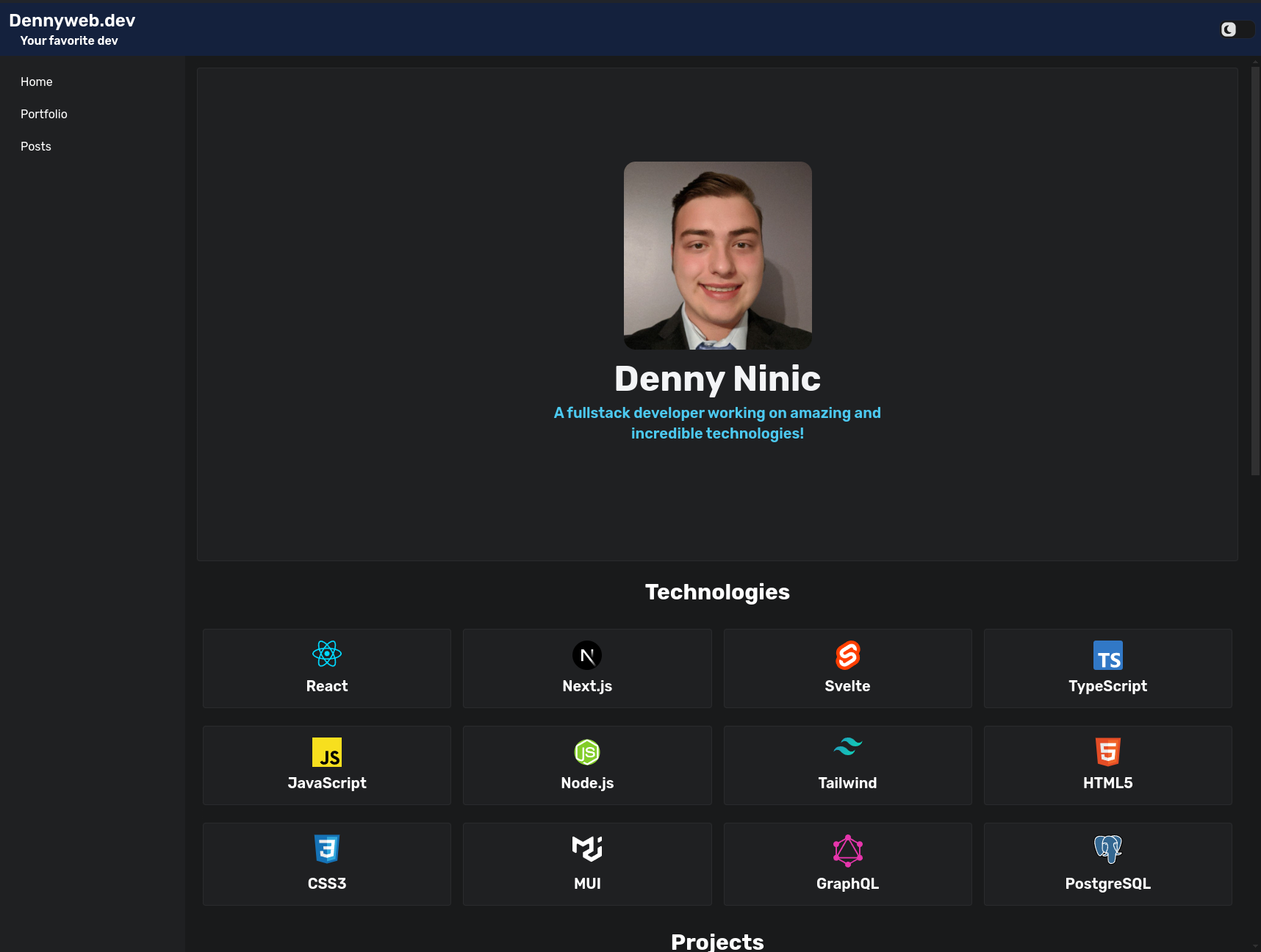 A website screenshot of Dennyweb.dev